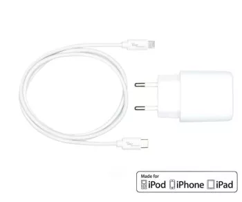 USB C+A Lade-Set 20W, PD, weiß, 1m Lightning/C 20W, 3,6V~5,9V/3A; 6~9V/2A; 9V~12V/1,5A